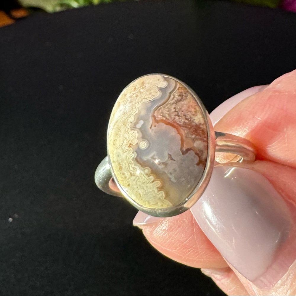NWT Sterling Silver Lace Agate Ring Size 8